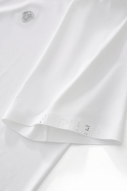 Perforated Collar Performance Polo – El Baron WHITE/SILVER