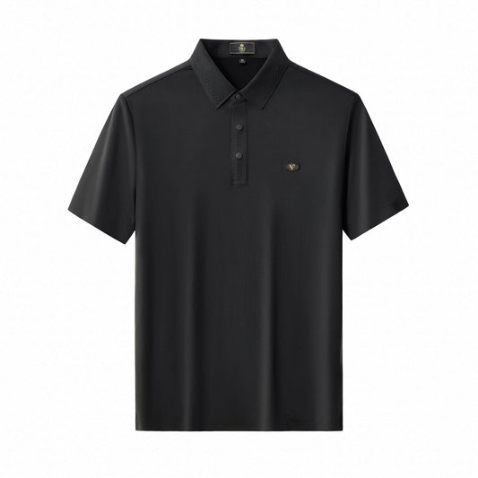 Embossed Placket Performance Polo – El Baron BLACK