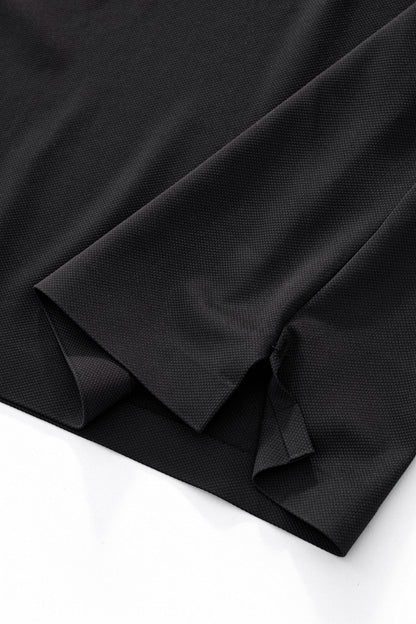 Textured Collar Performance Polo – El Baron BLACK