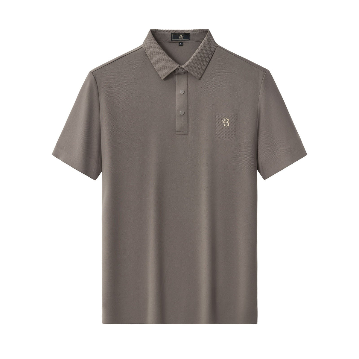 Textured Collar Performance Polo – El Baron KHAKI