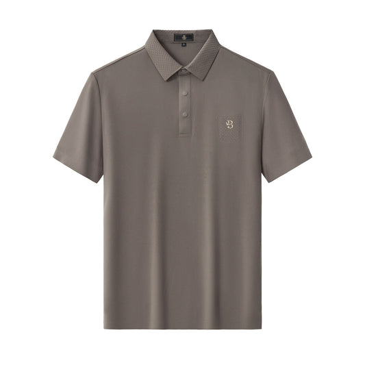 Textured Collar Performance Polo – El Baron KHAKI