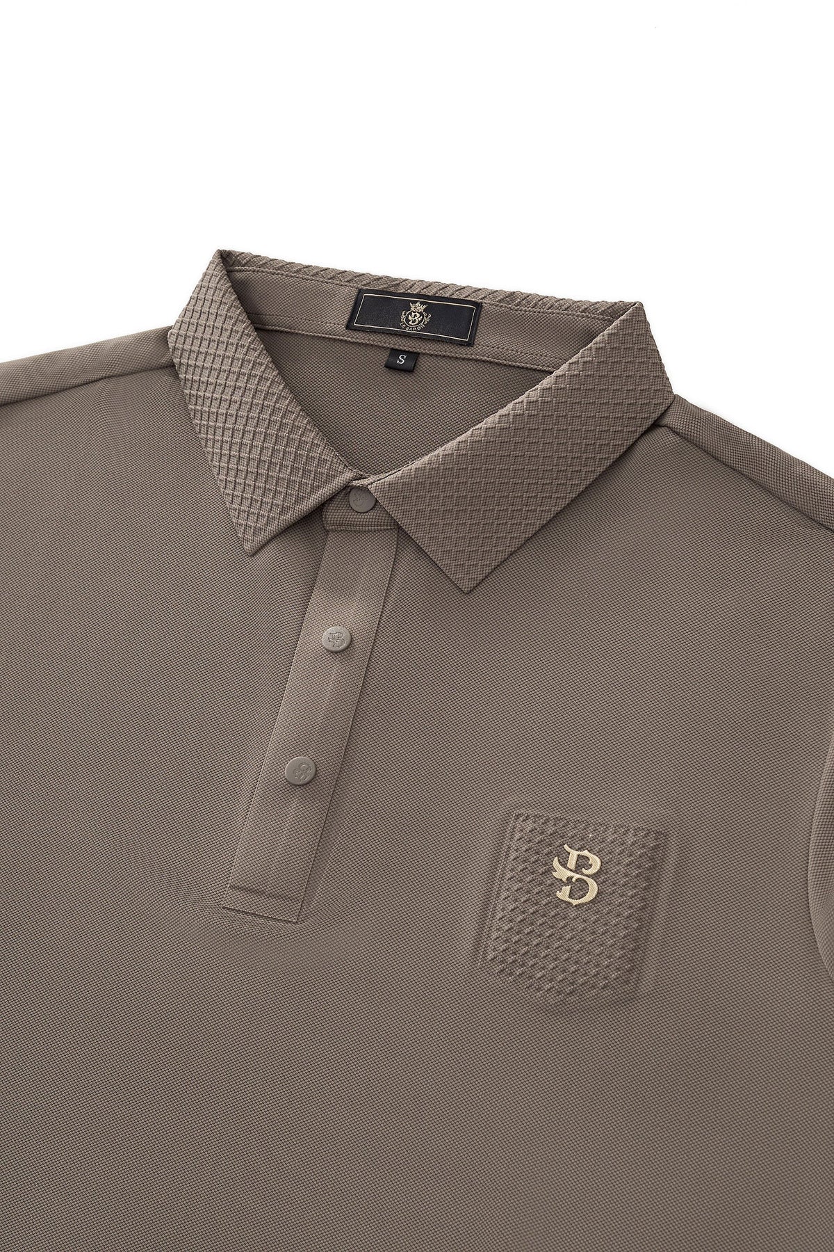 Textured Collar Performance Polo – El Baron KHAKI