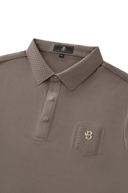 Textured Collar Performance Polo – El Baron KHAKI