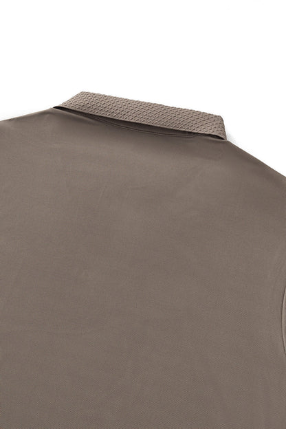 Textured Collar Performance Polo – El Baron KHAKI