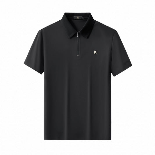 Zip Placket Performance Polo – El Baron BLACK