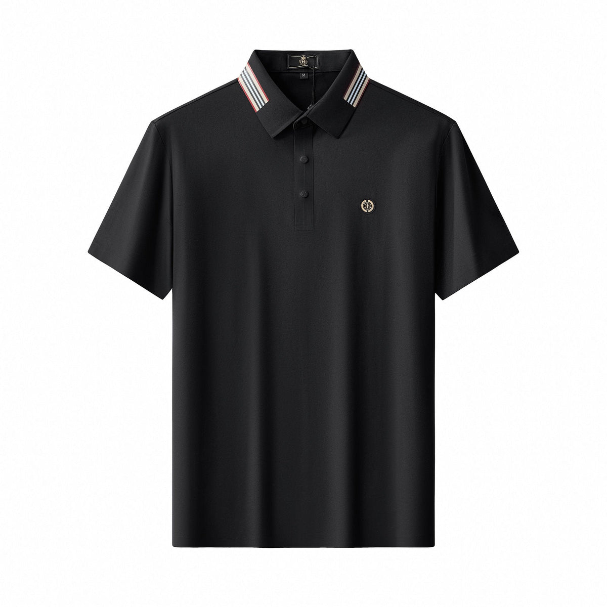 Stripe Collar Performance Polo – El Baron BLACK