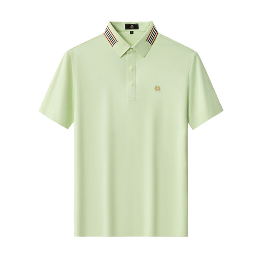 Stripe Collar Performance Polo – El Baron GREEN