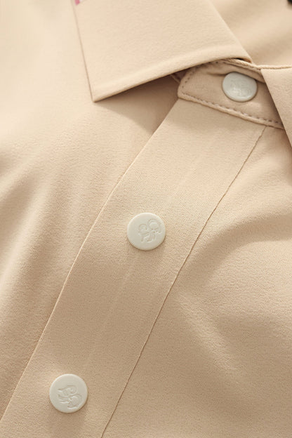 Stripe Collar Performance Polo – El Baron KHAKI