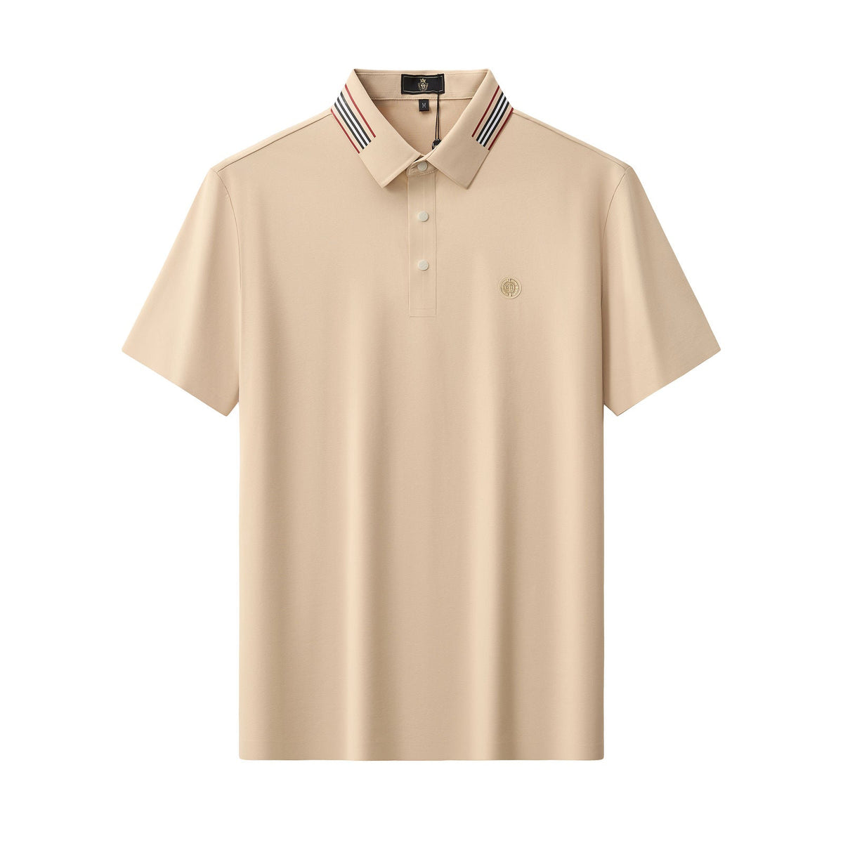 Stripe Collar Performance Polo – El Baron KHAKI