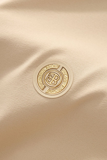 Stripe Collar Performance Polo – El Baron KHAKI