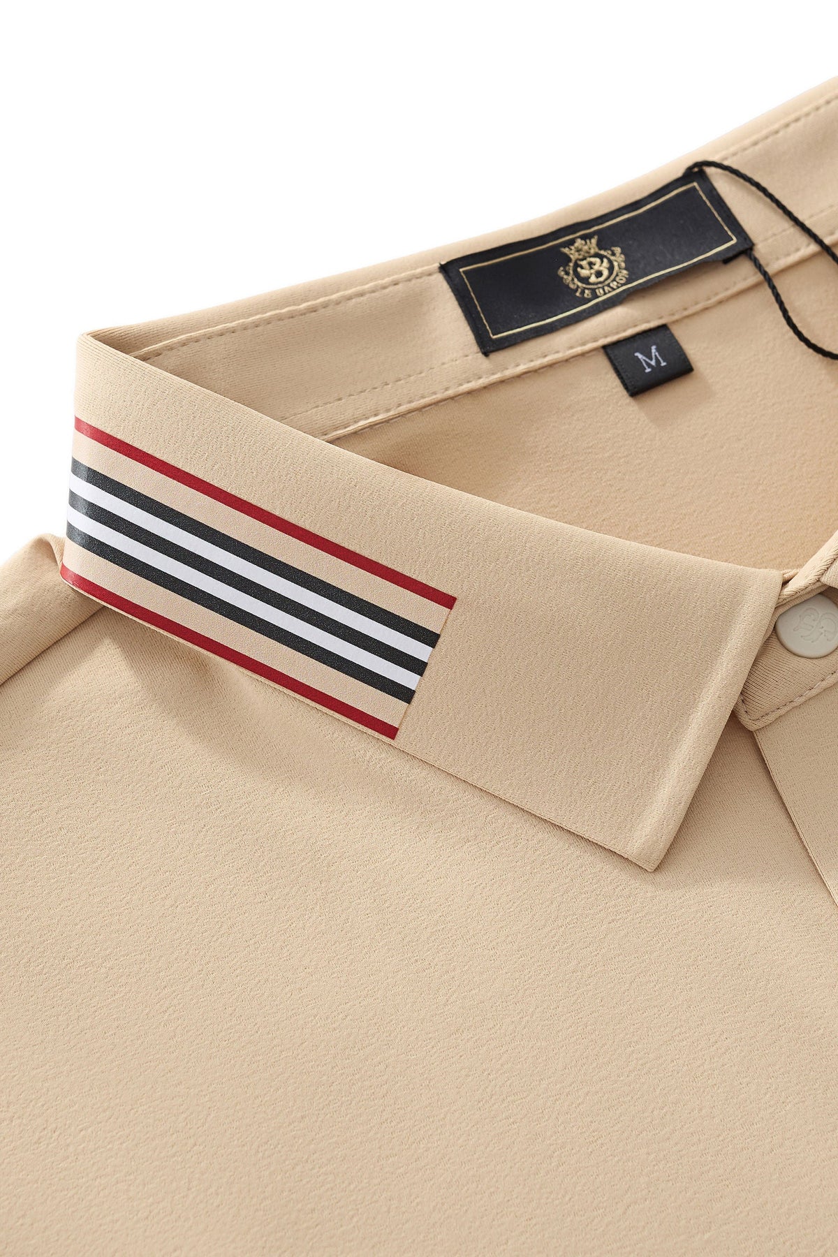 Stripe Collar Performance Polo – El Baron KHAKI