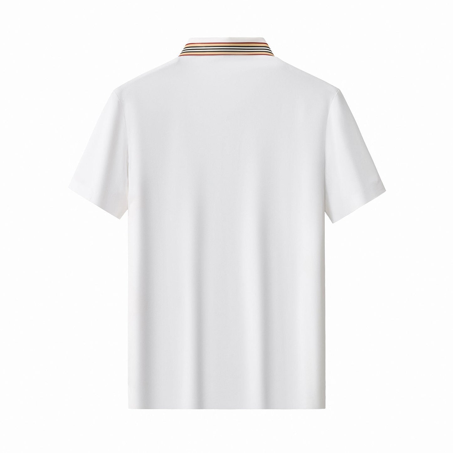 Stripe Collar Performance Polo – El Baron WHITE