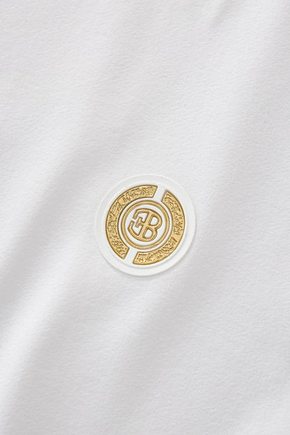 Stripe Collar Performance Polo – El Baron WHITE