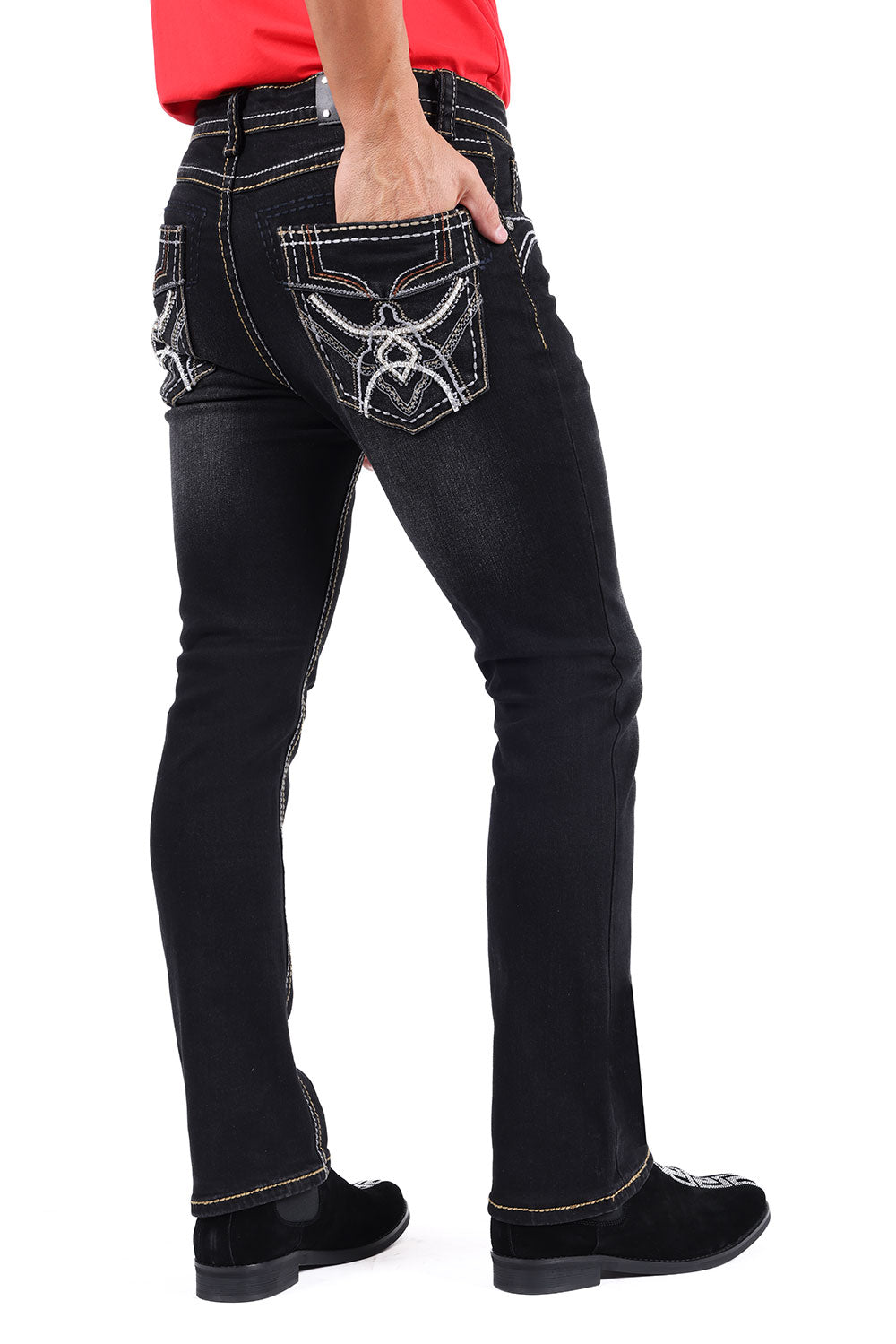 Barabas Black Cowboy Western Denim Jeans - Dudes Boutique