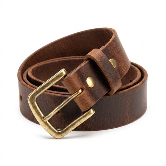 Gingerich Leather USA Branson 1.5" Distressed Brown Leather Casual Belt