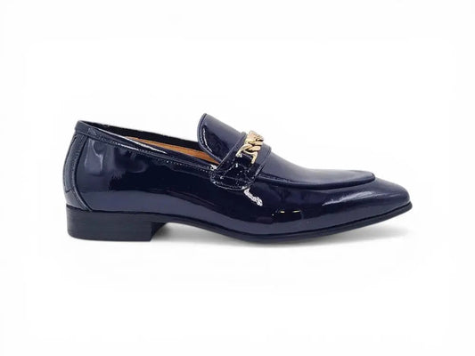 Beveled Squared Toe Patent Leather Loafer