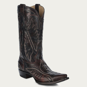 Corral Men's Woven Brown Snip Toe Cowboy Boots - Dudes Boutique