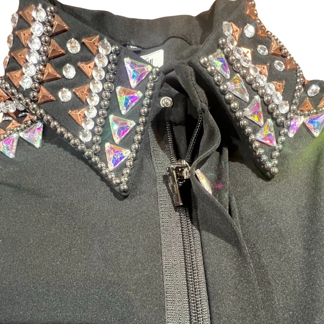 Kashani Black Royal Hyper Crystal Button-Up Zip Shirt - Dudes Boutique