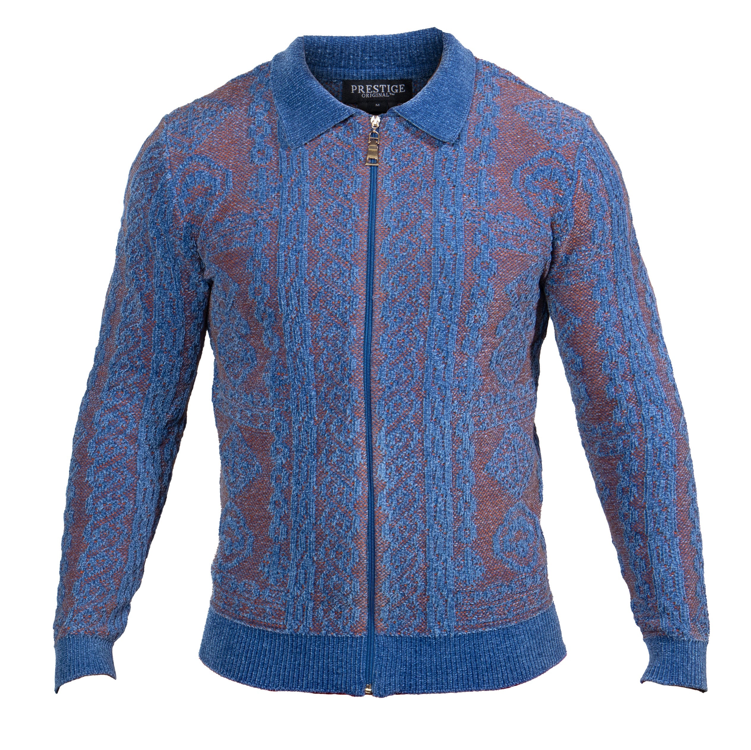Prestige Denim Baroque Knit Full-Zip Sweater