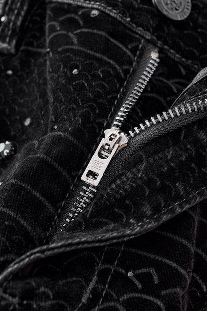Midnight Serpent Rhinestone Pants - Century Penthouse BLACK