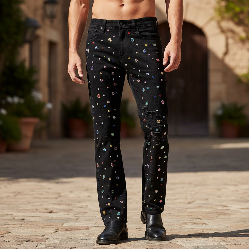 Prism Gem Denim Pant – Century Penthouse BLACK