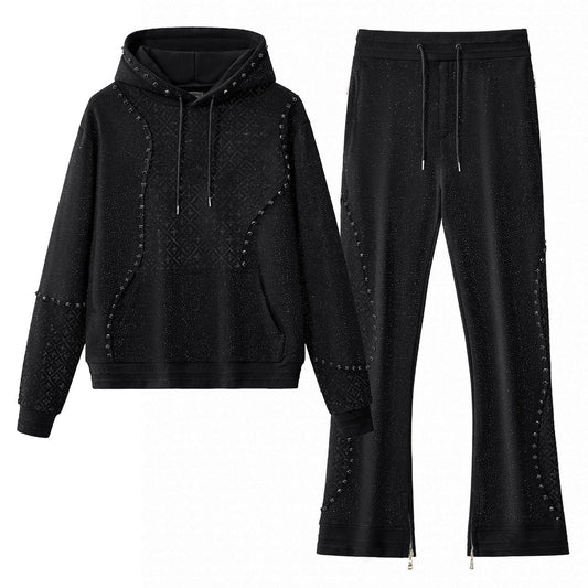 Barocco Midnight Matrix Studded Sweatsuit BLACK