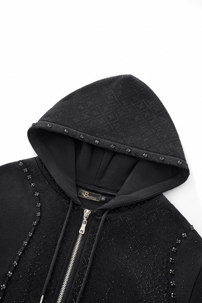 Radiant Grid Stone Hoodie & Jogger Set BLACK