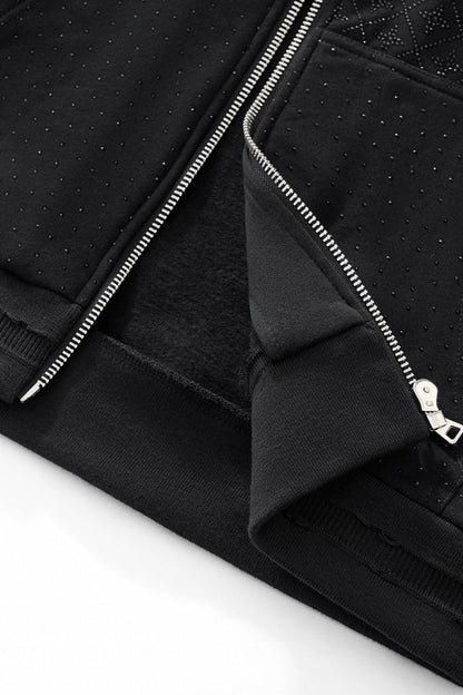 Radiant Grid Stone Hoodie & Jogger Set BLACK