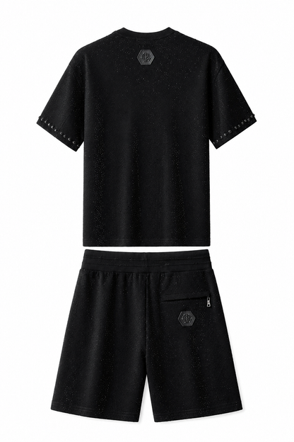 Radiant Grid Stone Short set – Century Penthouse BLACK/BLACK