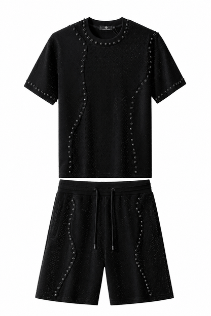 Radiant Grid Stone Short set – Century Penthouse BLACK/BLACK