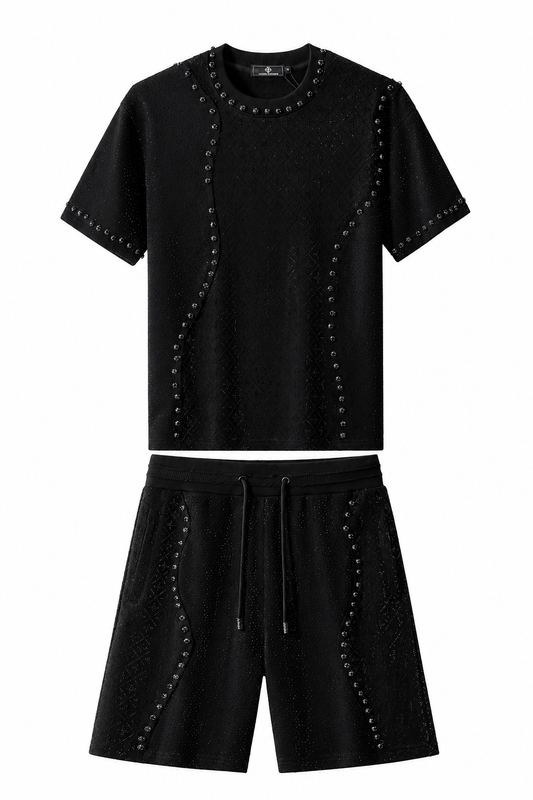 Radiant Grid Stone Short set – Century Penthouse BLACK/BLACK
