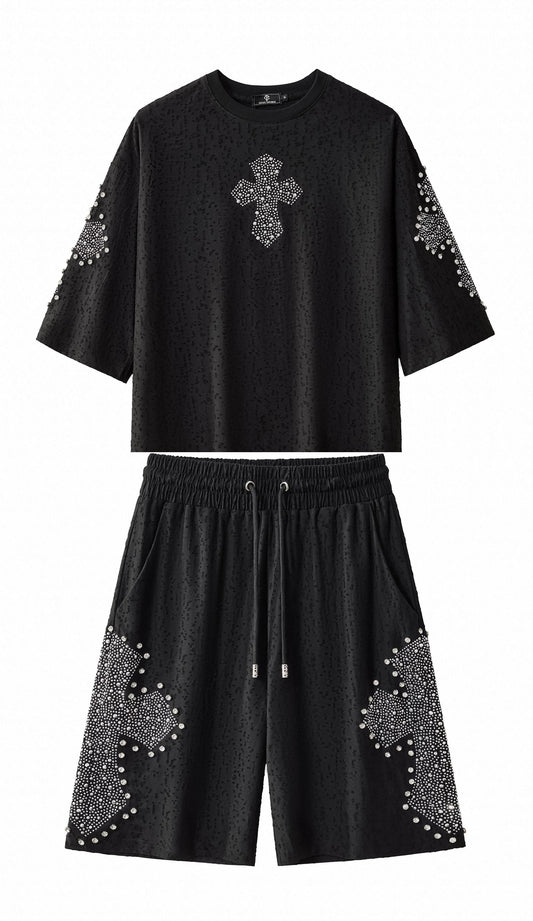 Sanctum Cross Short Set – Century Penthouse BLACK/SILVER