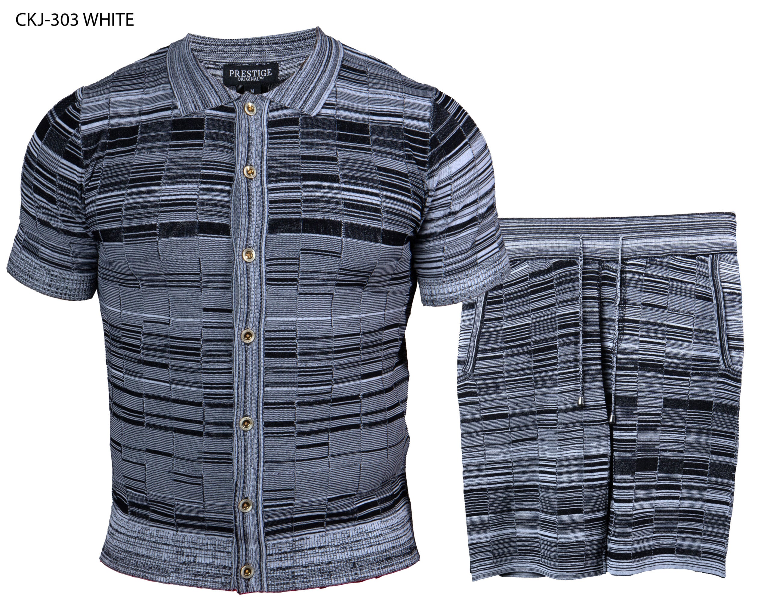Prestige CKJ-303 Black Shirt & Short Sets