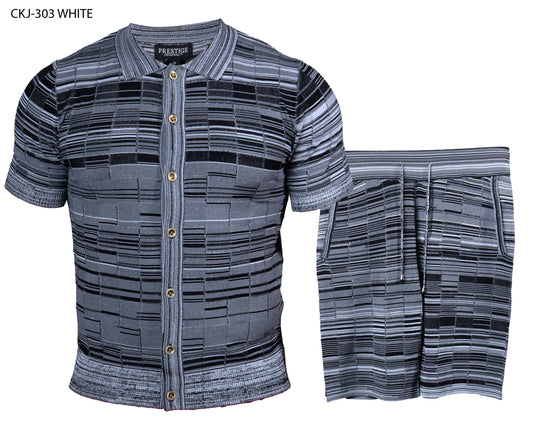 Prestige CKJ-303 Black Shirt & Short Sets