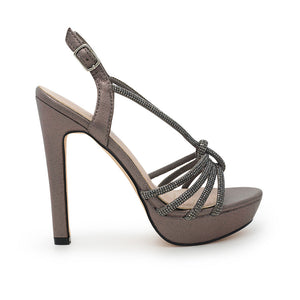 De Blossom Pewter Open Toe High Stiletto - Dudes Boutique