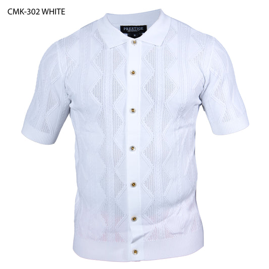 Prestige CMK-302 White Knit Shirt