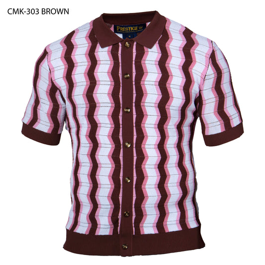 Prestige CMK-303 Brown Knit Shirt