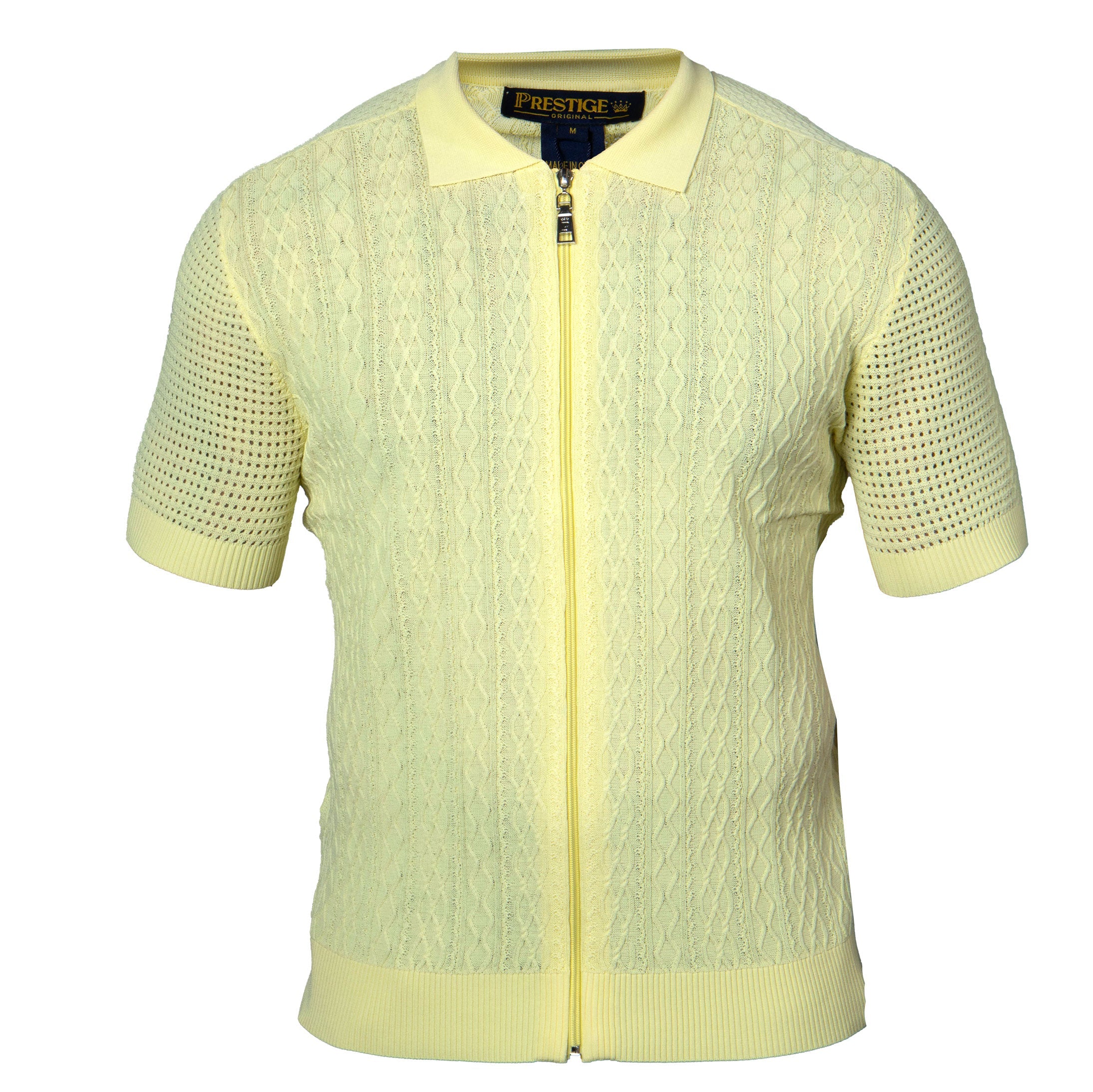 Prestige CMK-388 Yellow Zip-Up Knit Shirt