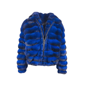 Kashani Men's Royal Blue Chinchilla Bomber Jacket - Dudes Boutique