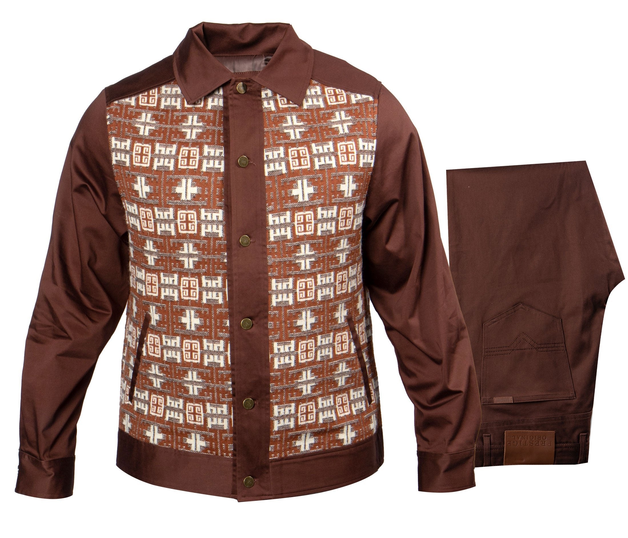 Prestige Brown Knit Button Up Shirt & Pant Set - Dudes Boutique