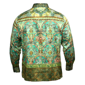 Prestige Green Ornamental Motif Button Up Shirt - Dudes Boutique