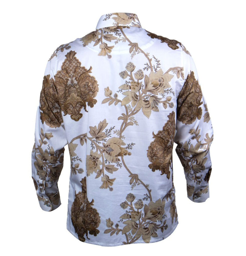 Prestige White Royal Rose Tree Button Up Shirt - Dudes Boutique