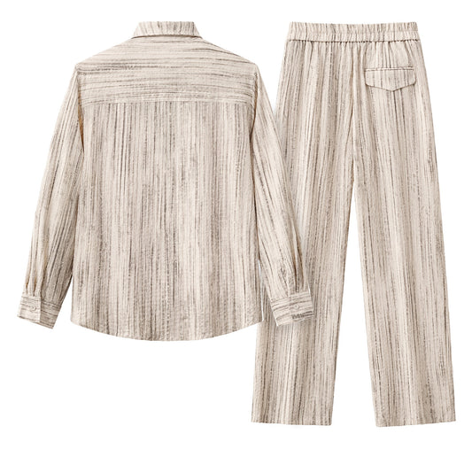 Canyon Set – Printed LS Shirt & Pleated pant TAUPE