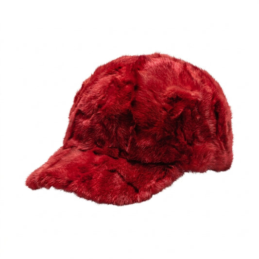 Kashani Red Diamond Cut Mink Baseball Hat