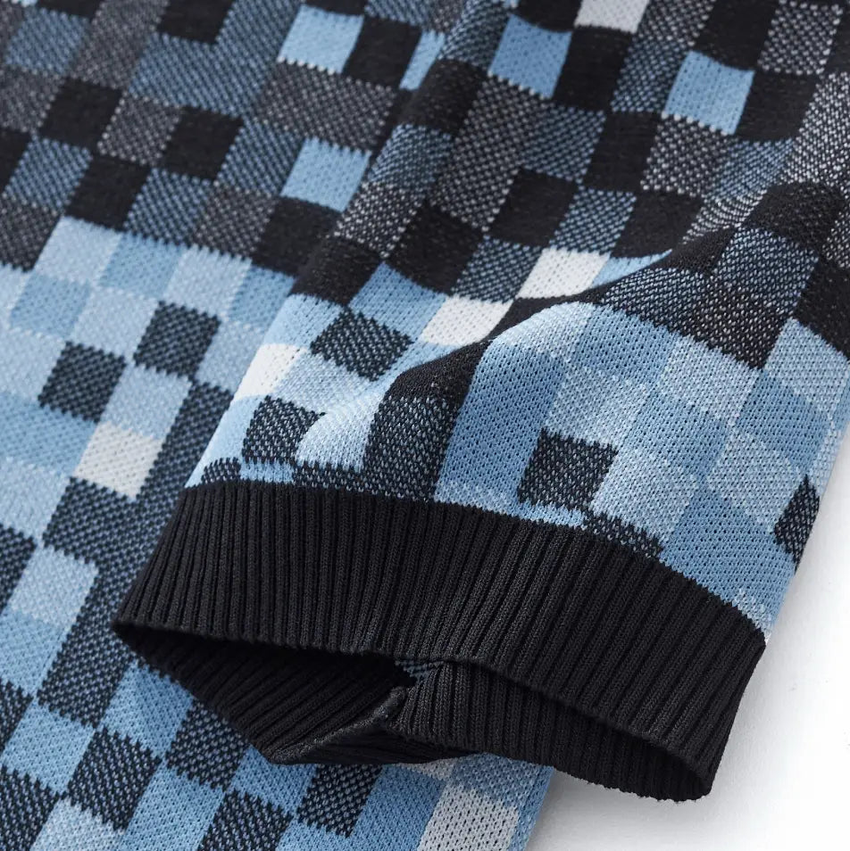 Pixel Fade Knit Polo BLACK
