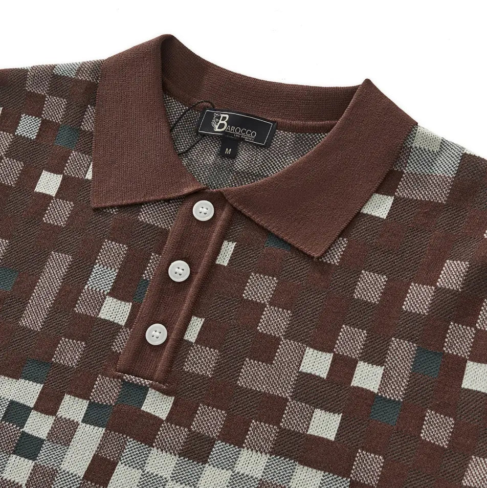 Pixel Fade Knit Polo KHAKI