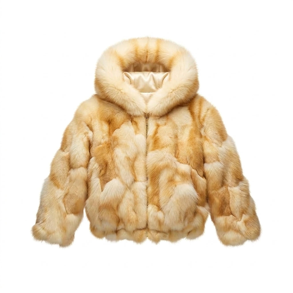 Kashani Kids Natural Red Fox Fur Hooded Jacket