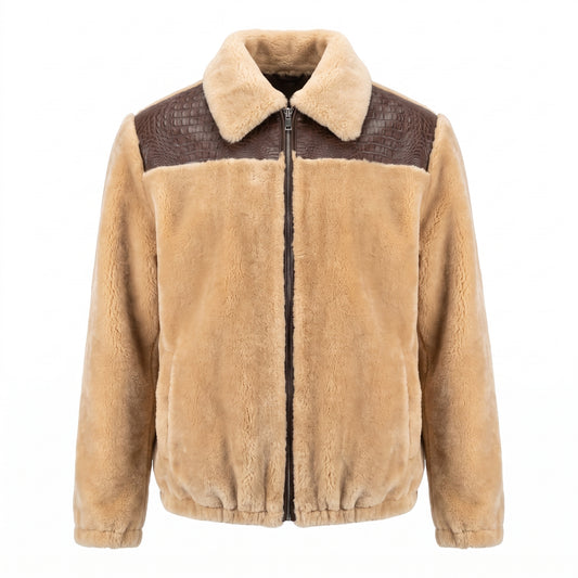 Kashani Chocolate Buttercup Crocodile & Sheared Mouton Fur Coat