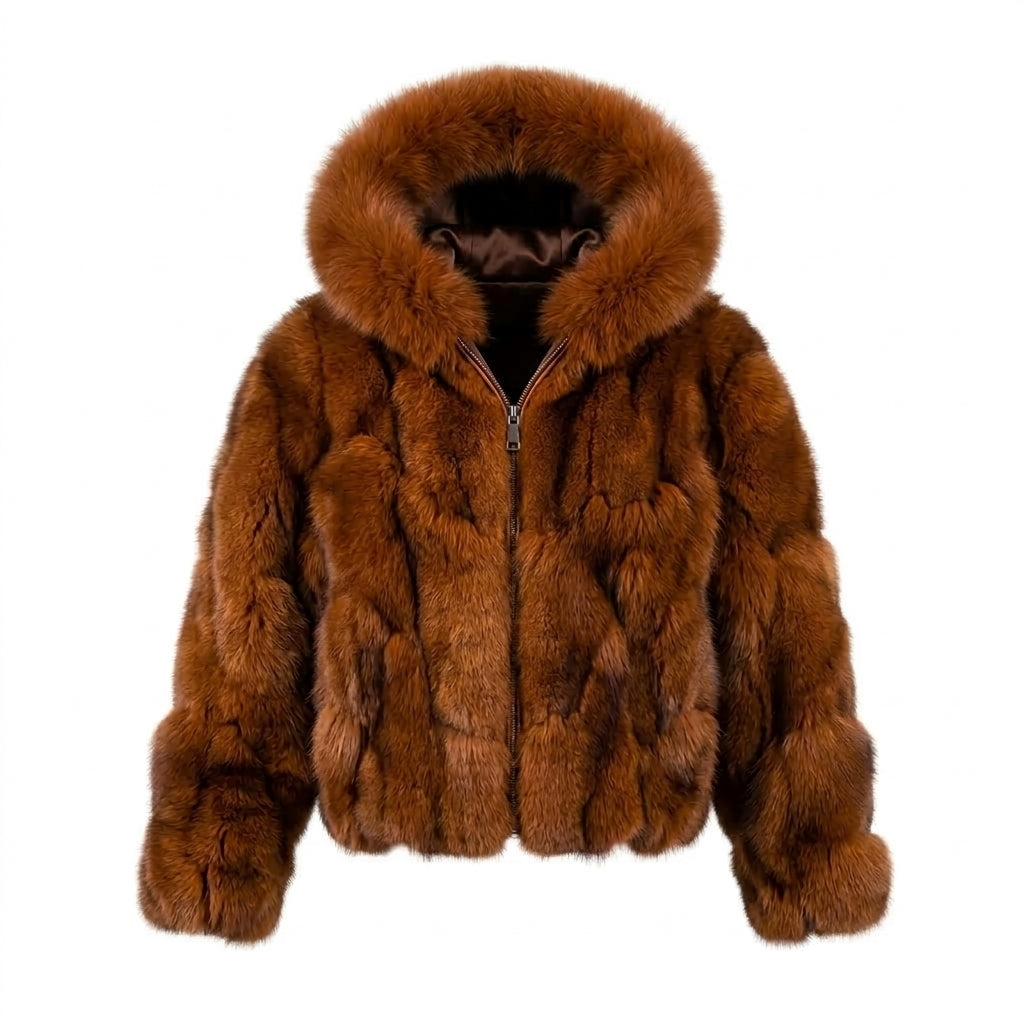 Kashani kids whisky fox fur hooded jacket