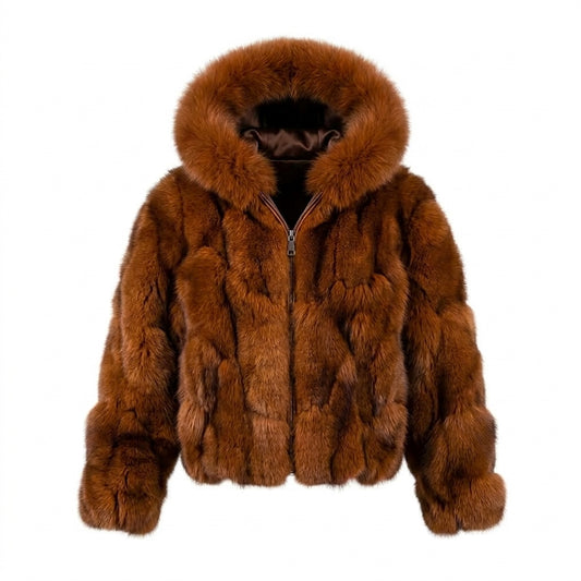 Kashani kids whisky fox fur hooded jacket